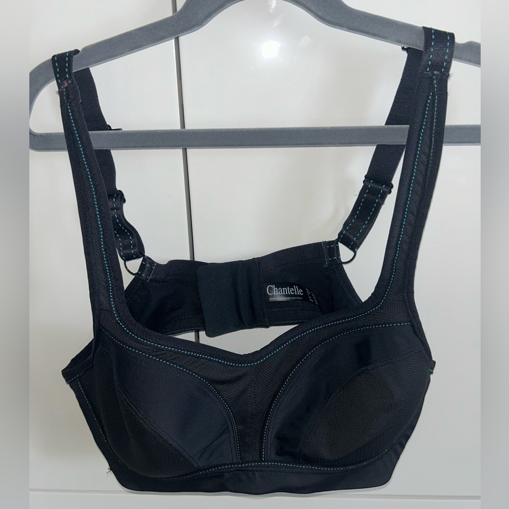 Chantelle High Impact Sports Bra with Blue Stitching 36C NWOT